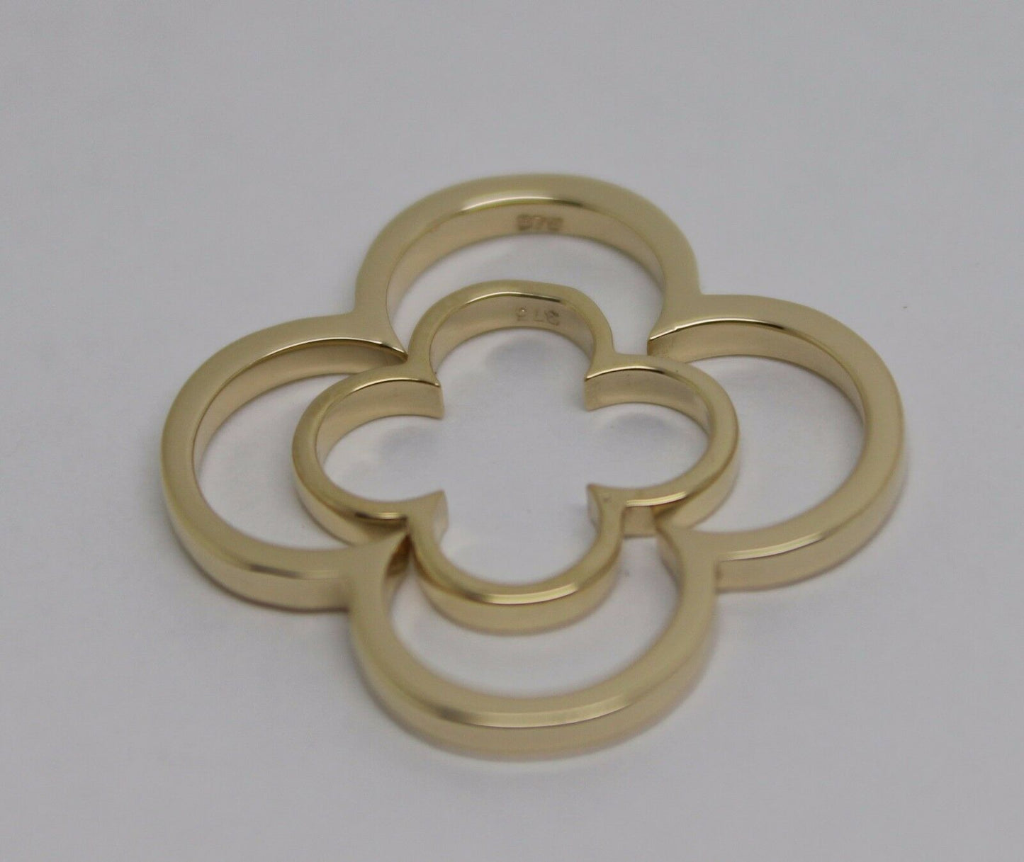 Genuine Solid 9ct 9kt Yellow, Rose or White Gold Small And Large Four Leaf Clover Pendant