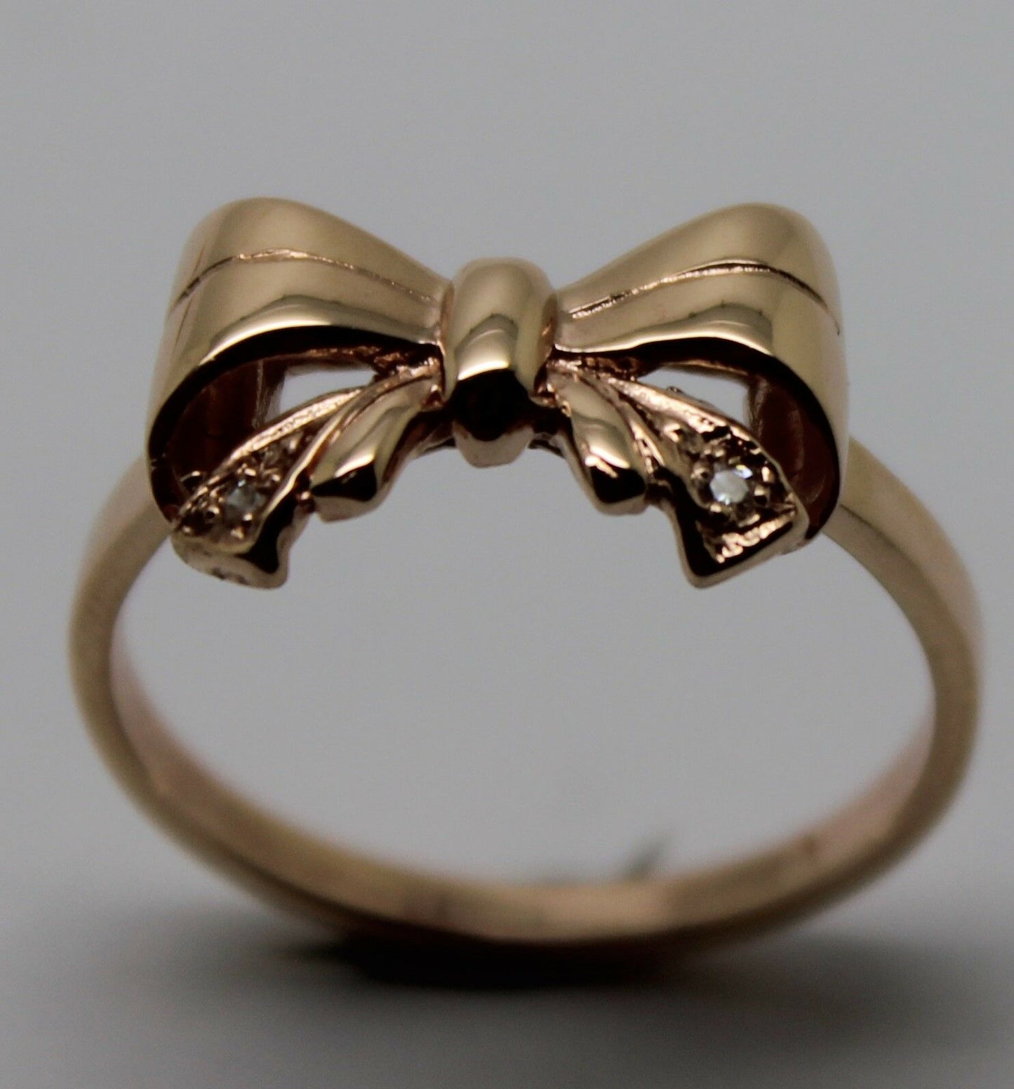 Genuine 9ct 375 Solid Yellow Or Rose Or White Gold Bow With 2 Cubic Zirconia In Your Size