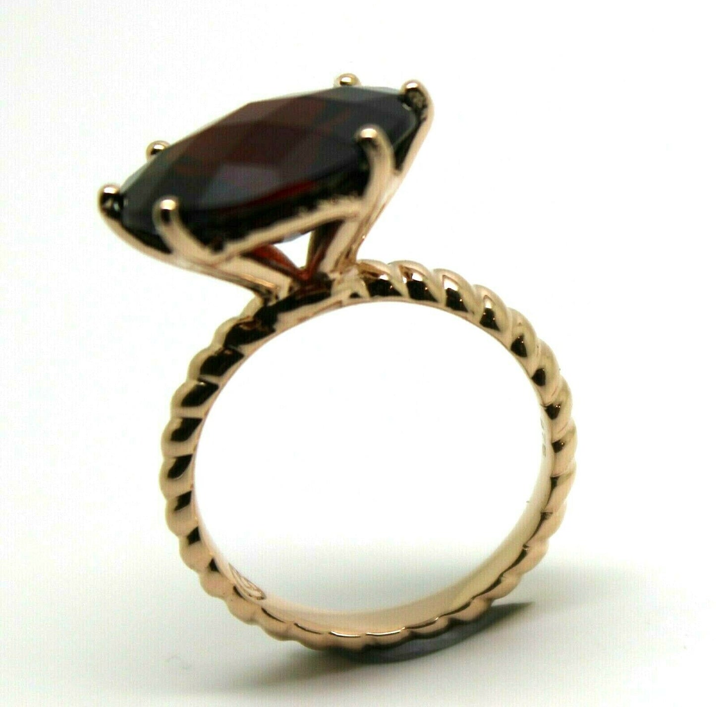 Size K Genuine Checker Board Pyrope Garnet Oval 9ct Rose Gold Dress Rope Ring