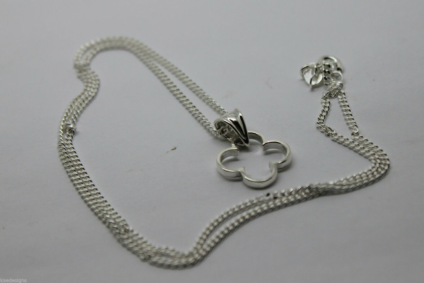 Genuine Sterling Silver 925, Four Leaf Clover Pendant & Sterling Silver Chain
