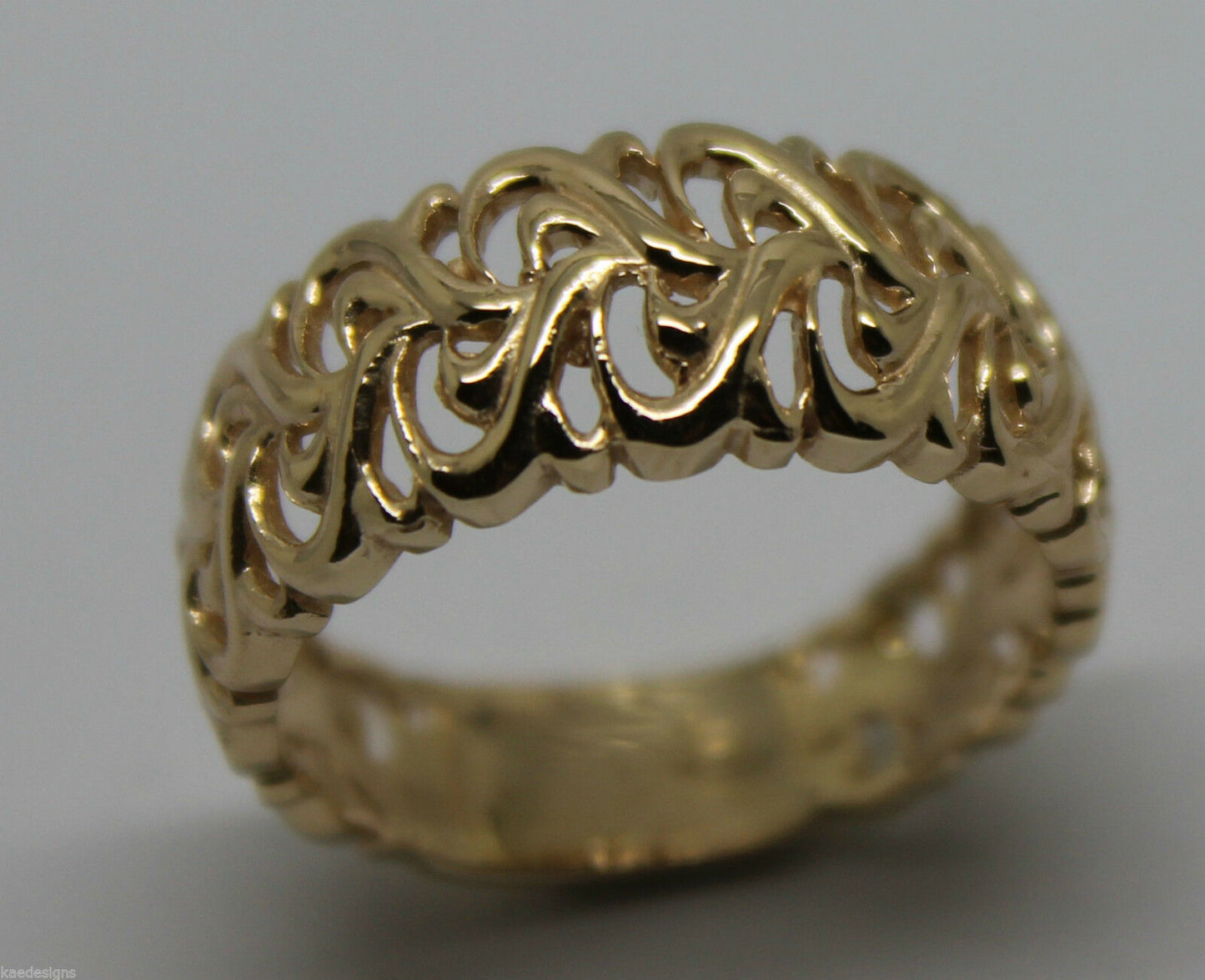 Genuine 9ct 375 Solid Rose Or Yellow Or White Gold Flower Filigree Ring In Your Size