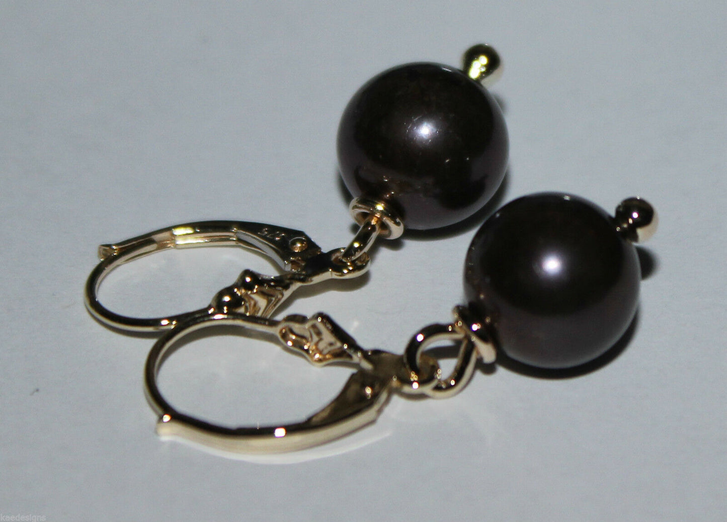 Genuine New 9ct 9kt Yellow, Rose or White Gold 10mm Black Pearl Continental Clip Earrings
