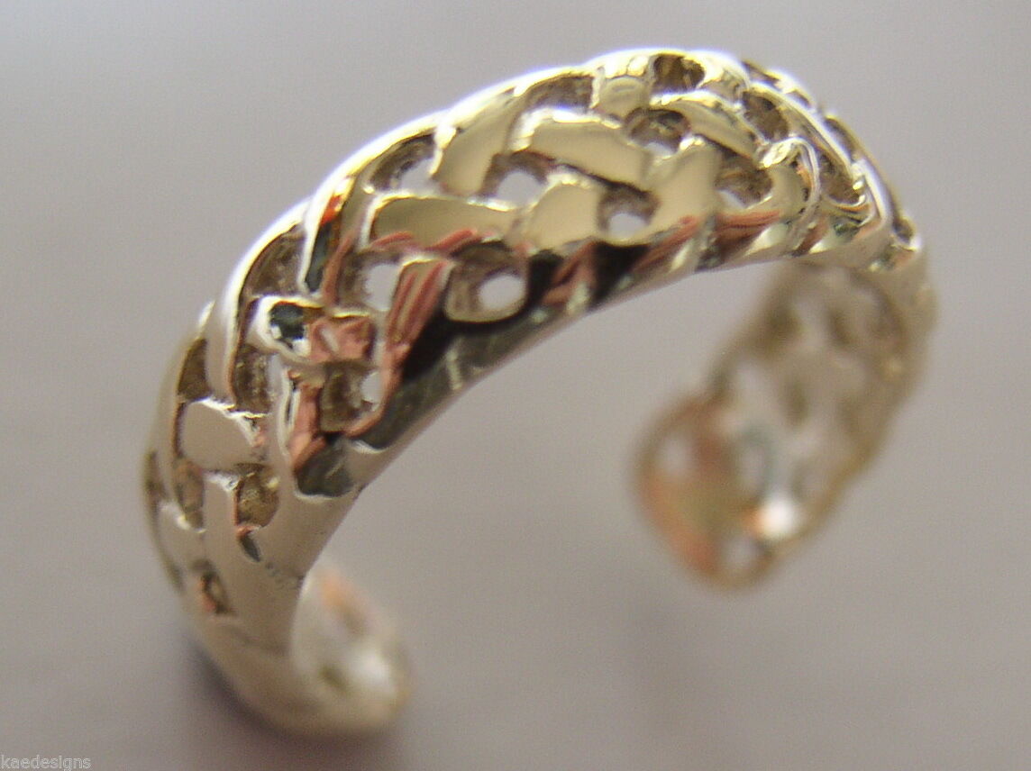 Genuine Solid 9ct Yellow or Rose or White Gold or Sterling Silver Weave Toe Ring 264
