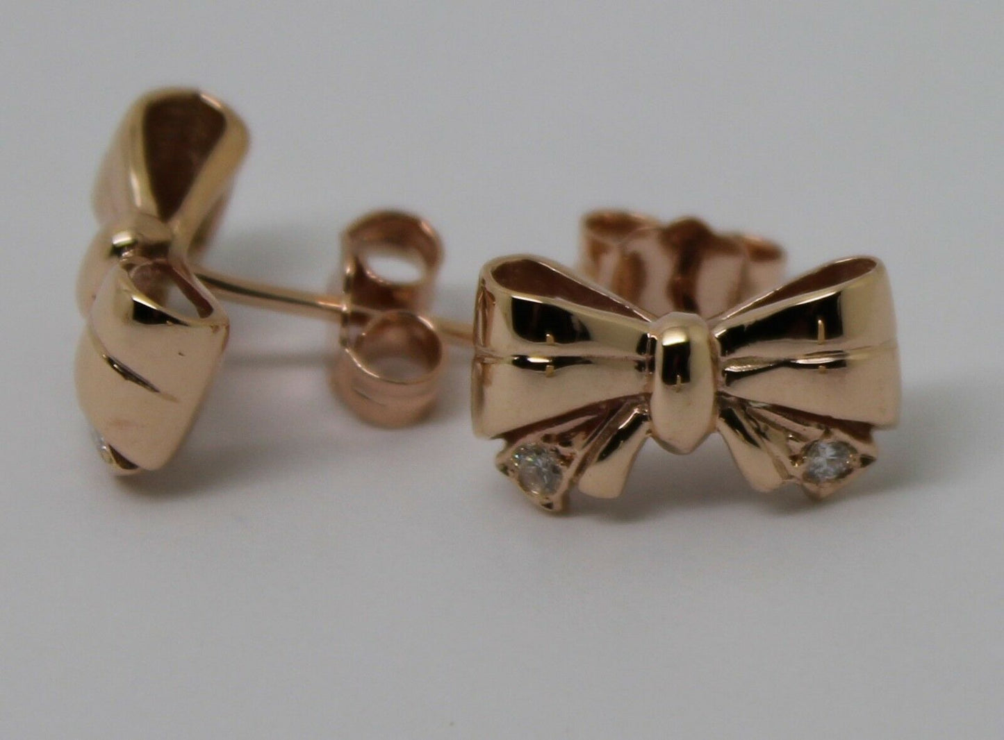 Genuine 9ct Yellow, Rose or White Gold Butterfly Stud Earrings Set With Four Genuine Diamonds