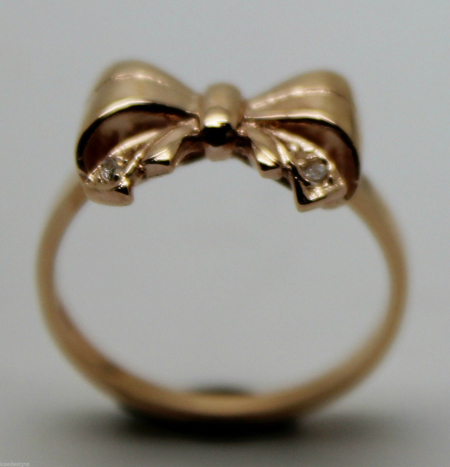 Genuine 9ct 375 Solid Yellow Or Rose Or White Gold Bow With 2 Cubic Zirconia In Your Size
