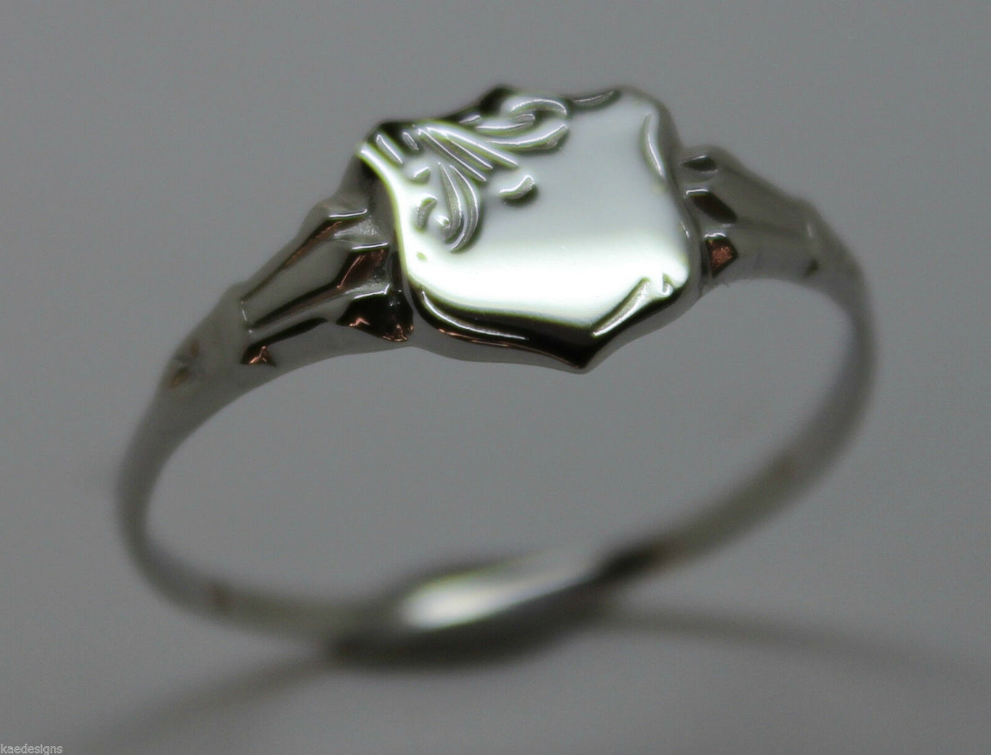 Childs Genuine Solid Sterling Silver 925 Shield Signet Ring