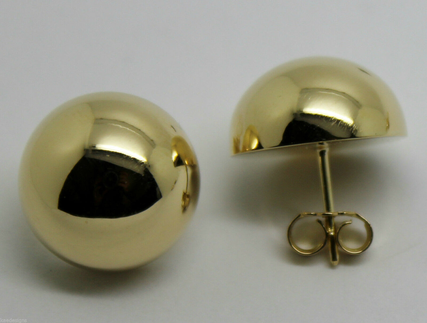 Kaedesigns, 9ct 9k Yellow Or White Or Rose Gold 375 18mm Half Ball Hook Earrings