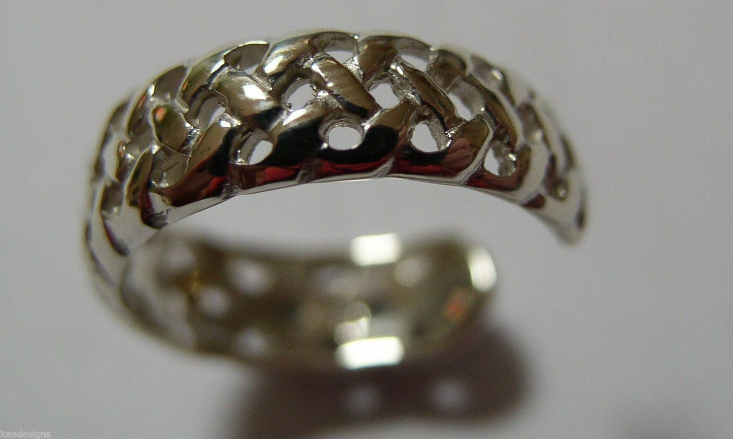 Genuine Solid 9ct Yellow or Rose or White Gold or Sterling Silver Weave Toe Ring 264