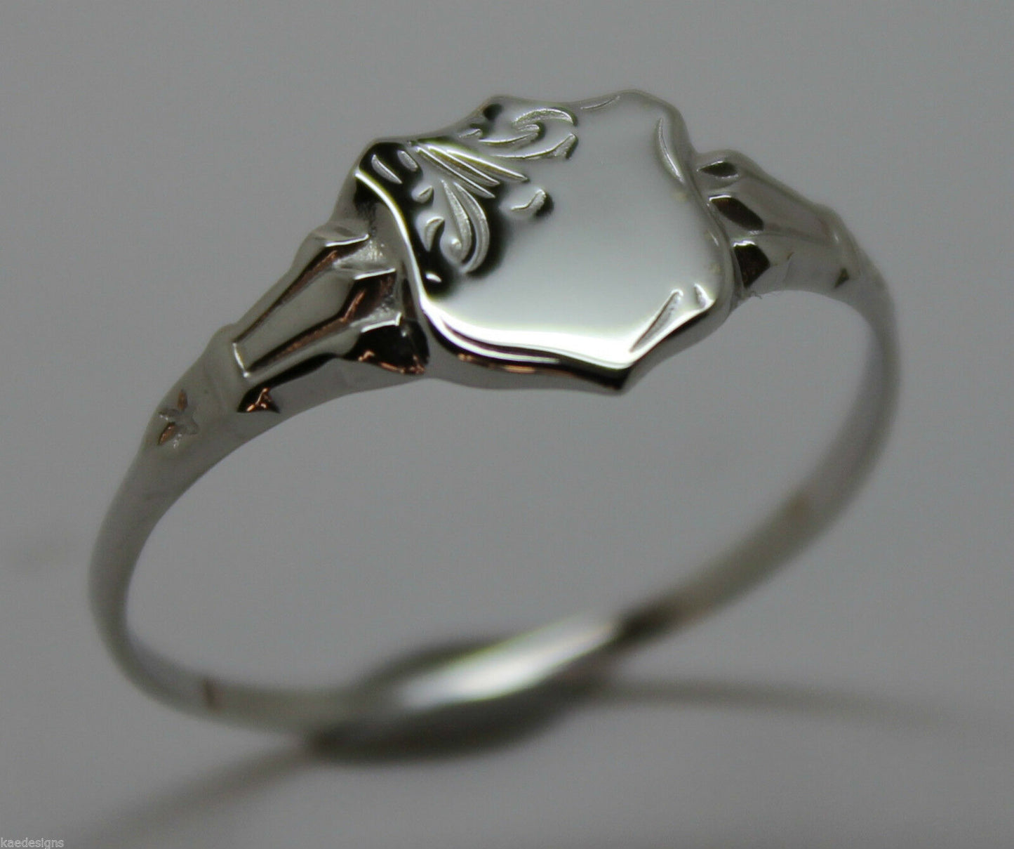 Childs Genuine Solid Sterling Silver 925 Shield Signet Ring