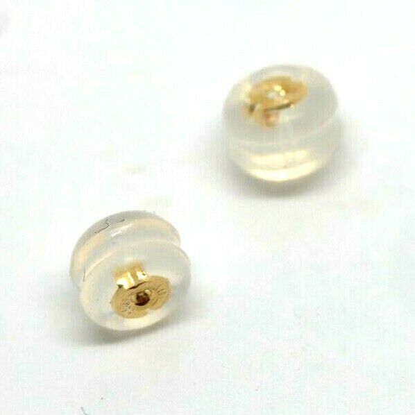 18ct Yellow Gold or White Gold Disc Silicone Butterfly Small Earring Backs (light weight)