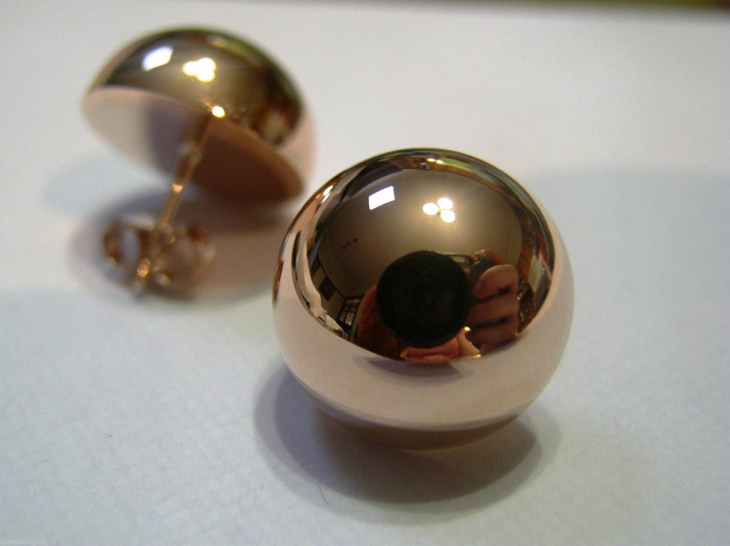 Kaedesigns, 9ct 9k Yellow Or White Or Rose Gold 375 18mm Half Ball Hook Earrings