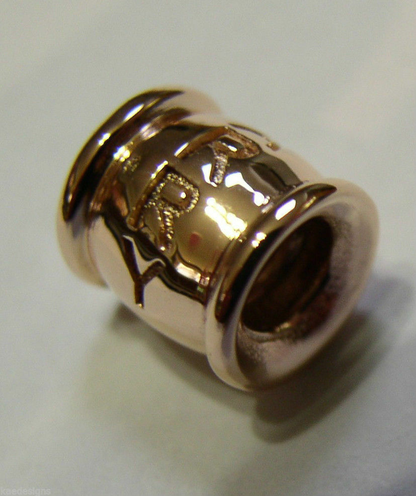 Genuine 9ct Yellow or Rose or White Gold or Sterling Silver Custom Made Barrel Bead With Your Name