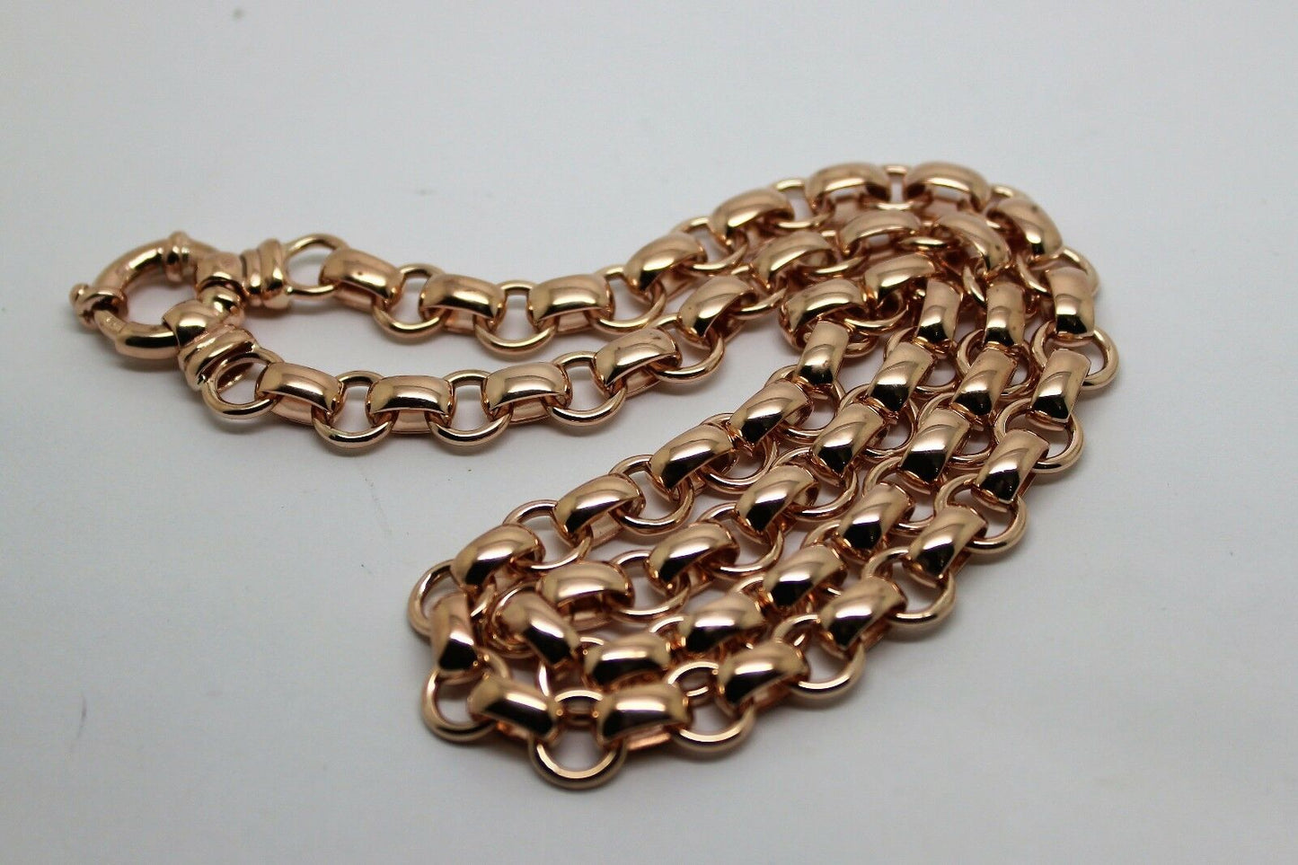 Genuine 9ct Yellow, Rose or White Gold 375,Solid Heavy Oval Belcher Necklace Chain 60grams 60cm