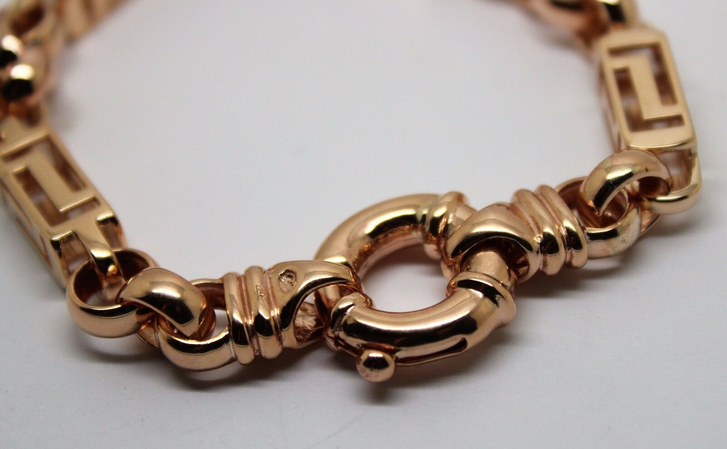 Heavy Solid 9ct Yellow, Rose or White Gold Solid Belcher & Greek Key Bracelet