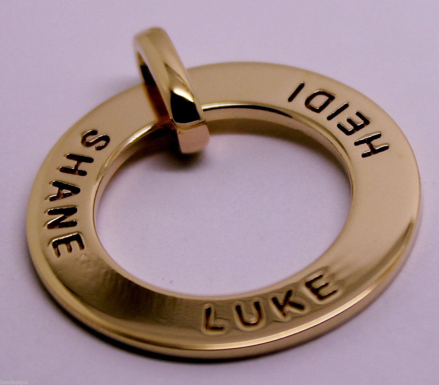 Genuine Solid 9ct Yellow, Rose or White Gold / 375, Personalized & Engravable Circle Pendant