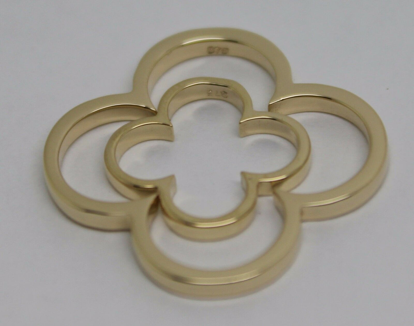 Genuine Solid 9ct 9kt Yellow, Rose or White Gold Small And Large Four Leaf Clover Pendant