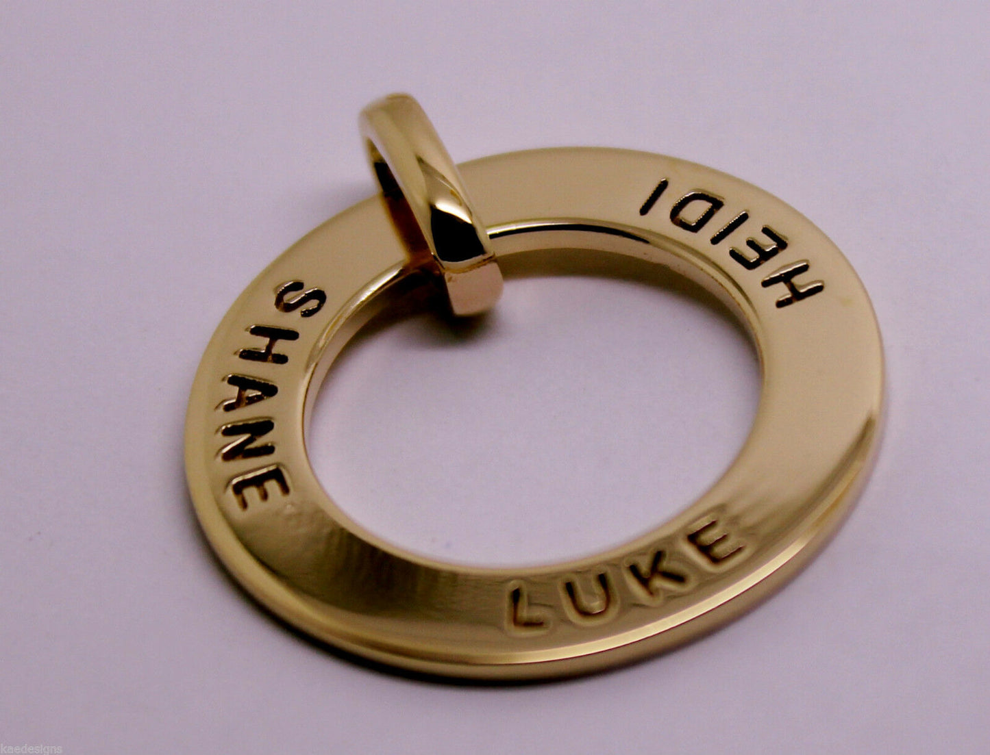 Genuine Solid 9ct Yellow, Rose or White Gold / 375, Personalized & Engravable Circle Pendant