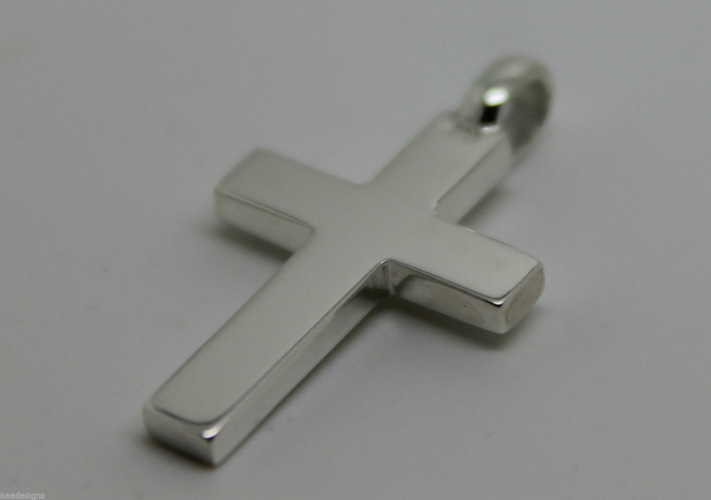 Kaedesigns Full Solid New Sterling Silver 925 Plain Cross Pendant 8mm bale