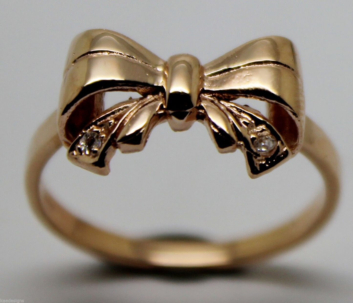 Genuine 9ct 375 Solid Yellow Or Rose Or White Gold Bow With 2 Cubic Zirconia In Your Size