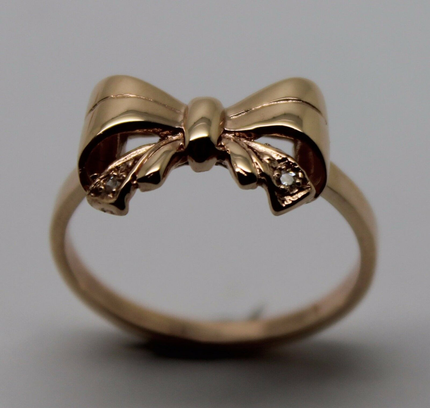 Genuine 9ct 375 Solid Yellow Or Rose Or White Gold Bow With 2 Cubic Zirconia In Your Size