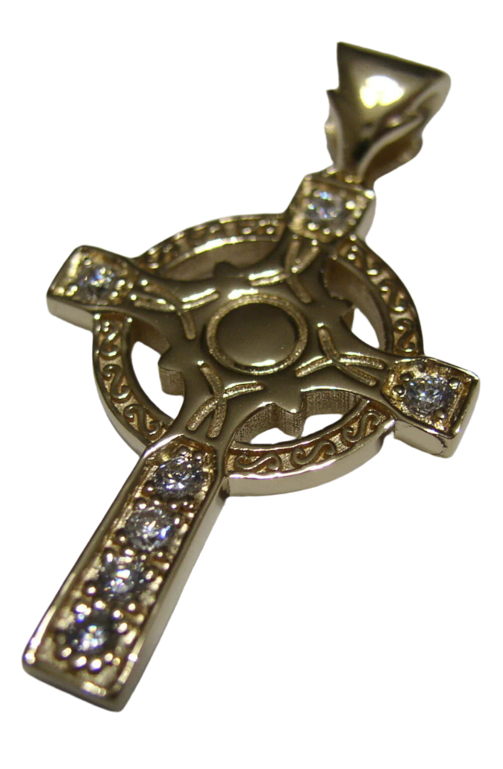 Kaedesigns, 9ct Yellow Or Rose Or White Gold Celtic Cross Pendant With Stones
