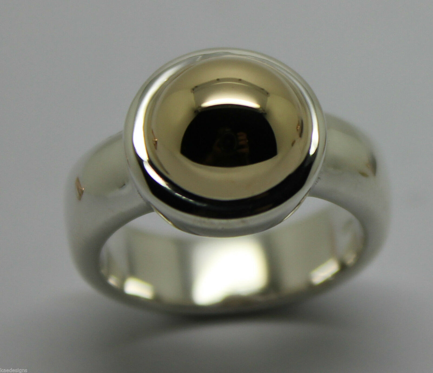 Size Q 1/2 Kaedesigns New Genuine Sterling Silver & 9ct Yellow Gold Half Ball Ring