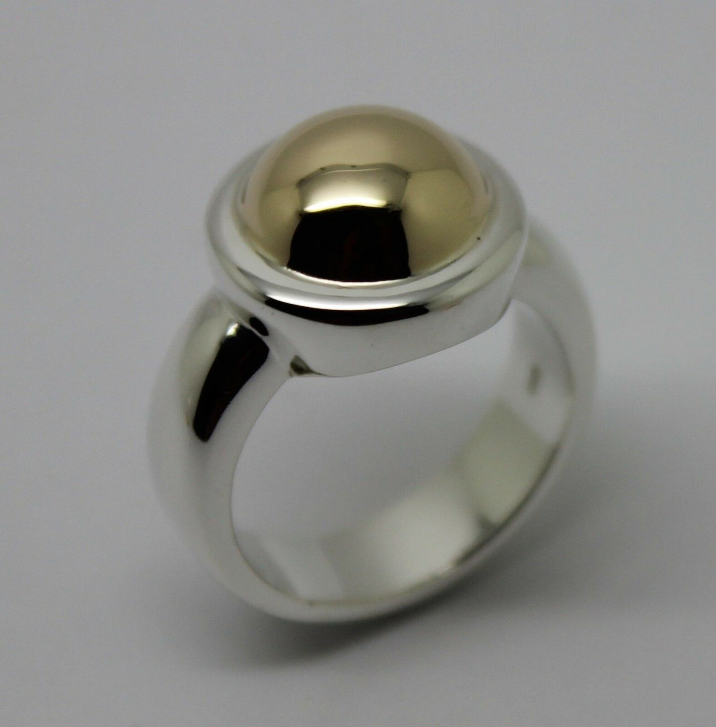 Size Q 1/2 Kaedesigns New Genuine Sterling Silver & 9ct Yellow Gold Half Ball Ring