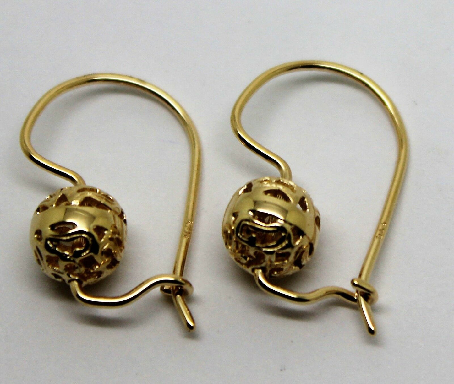 Kaedesigns 9ct Yellow, Rose or White Gold 8mm Euro Ball Drop Filigree Earrings