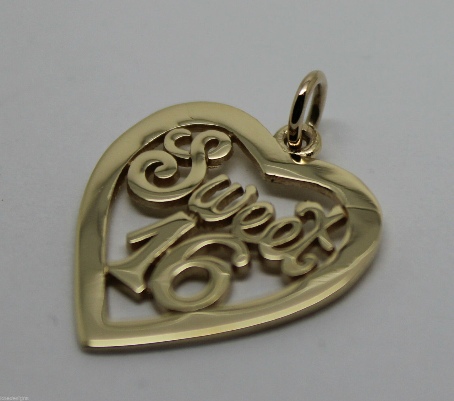 Kaedesigns Genuine 9ct Yellow or Rose or White Gold or Silver Sweet 16 Pendant