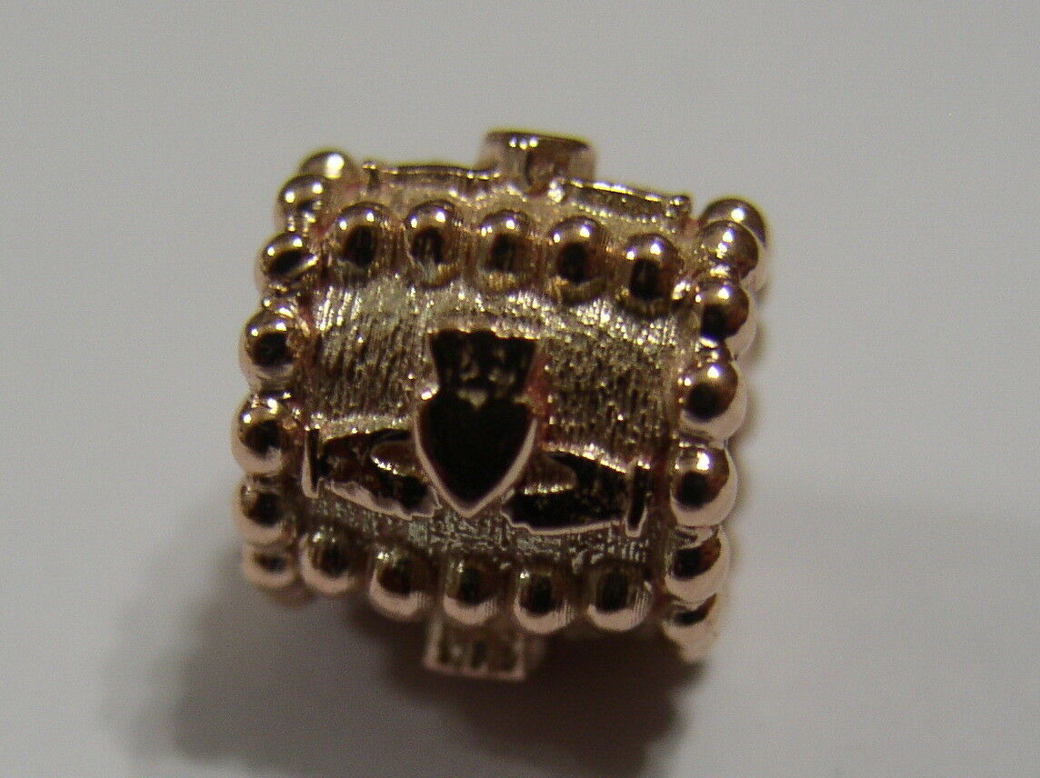 Genuine 9ct Yellow or Rose or White Gold or Silver Celtic Claddagh Charm for Bead Bracelet or Necklace.