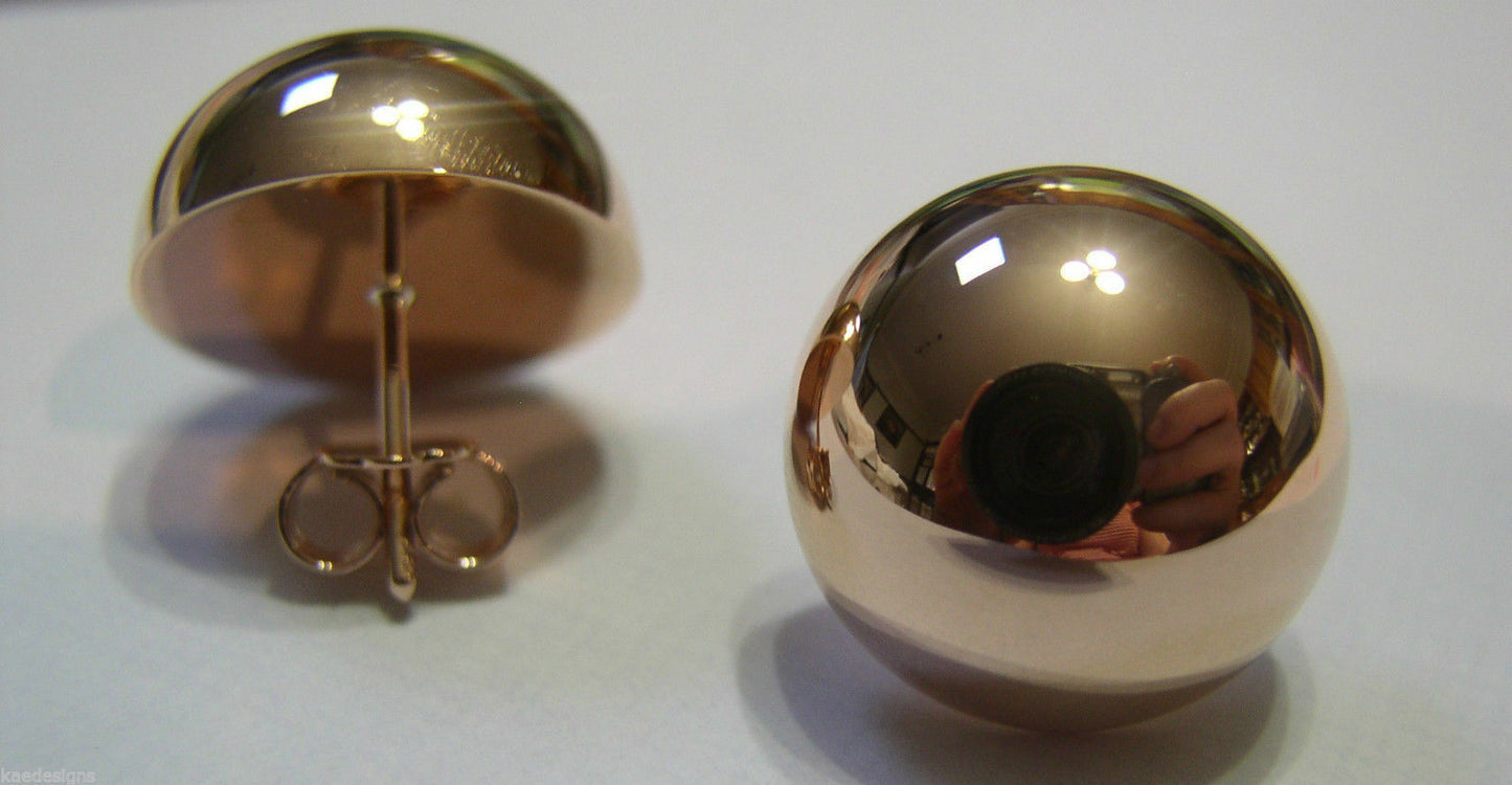 Kaedesigns, 9ct 9k Yellow Or White Or Rose Gold 375 18mm Half Ball Hook Earrings