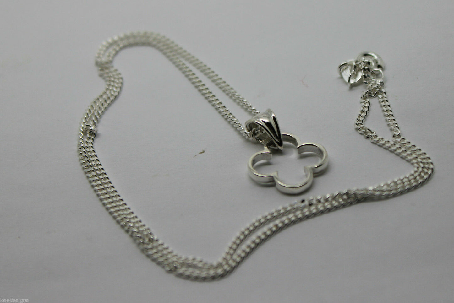 Genuine Sterling Silver 925, Four Leaf Clover Pendant & Sterling Silver Chain