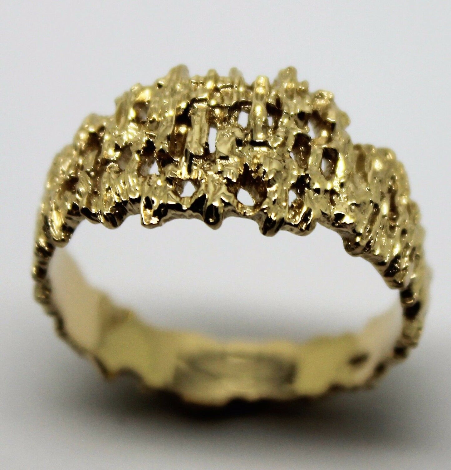 Size M Genuine 9ct 9k 375 Full Solid Yellow, Rose or White Gold Nugget Ring 12mm Wide 267