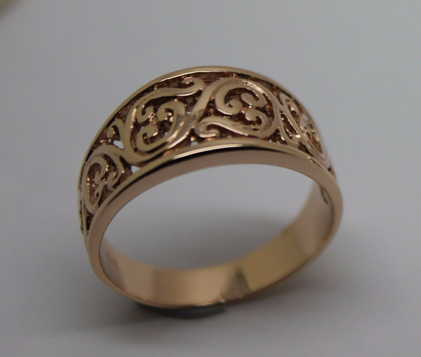 Size N Kaedesigns Genuine 9ct Full Solid Wide Yellow, Rose Or White Gold Filigree Flower Swirl Ring 336