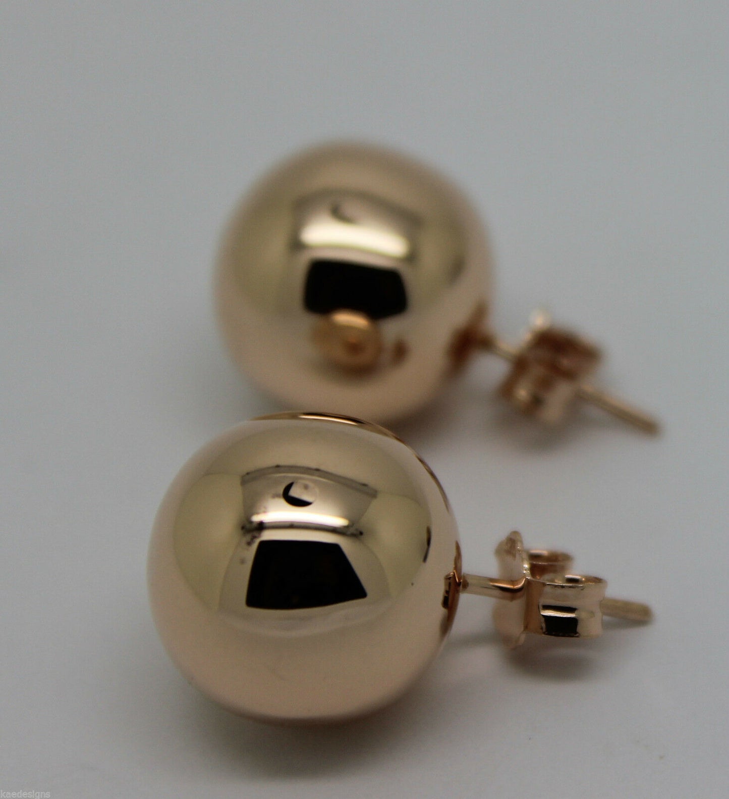 Genuine 9ct 9K Solid Yellow, Rose or White Gold 14mm Stud Ball Earrings