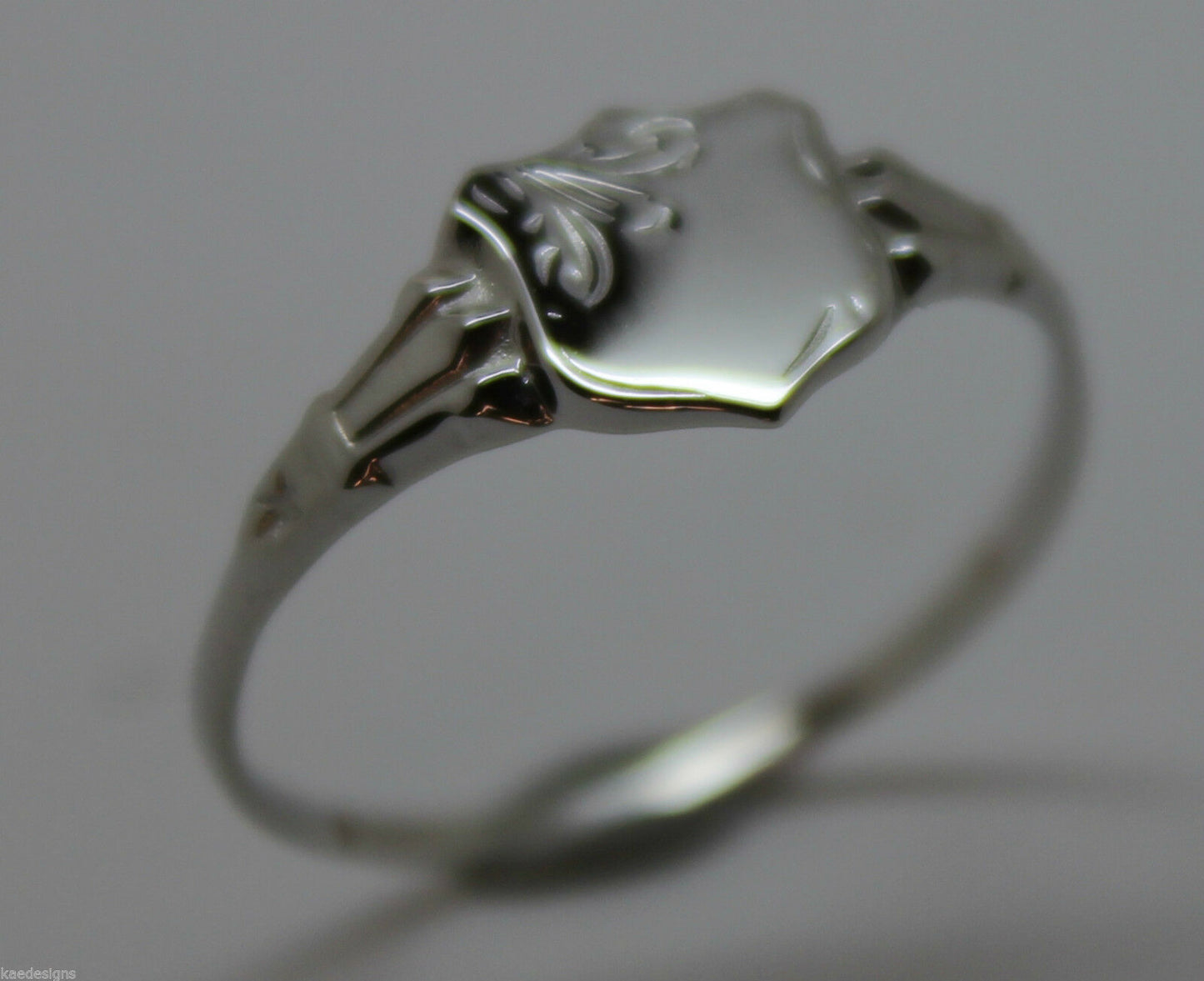 Childs Genuine Solid Sterling Silver 925 Shield Signet Ring