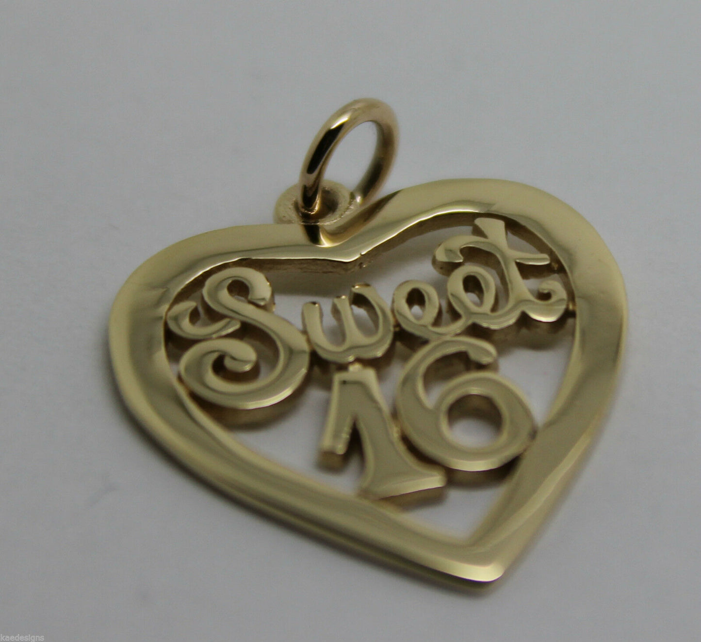 Kaedesigns Genuine 9ct Yellow or Rose or White Gold or Silver Sweet 16 Pendant