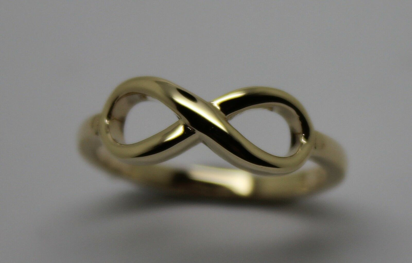 Genuine 9ct Yellow, Rose or White Gold Solid Infinity Ring Size J