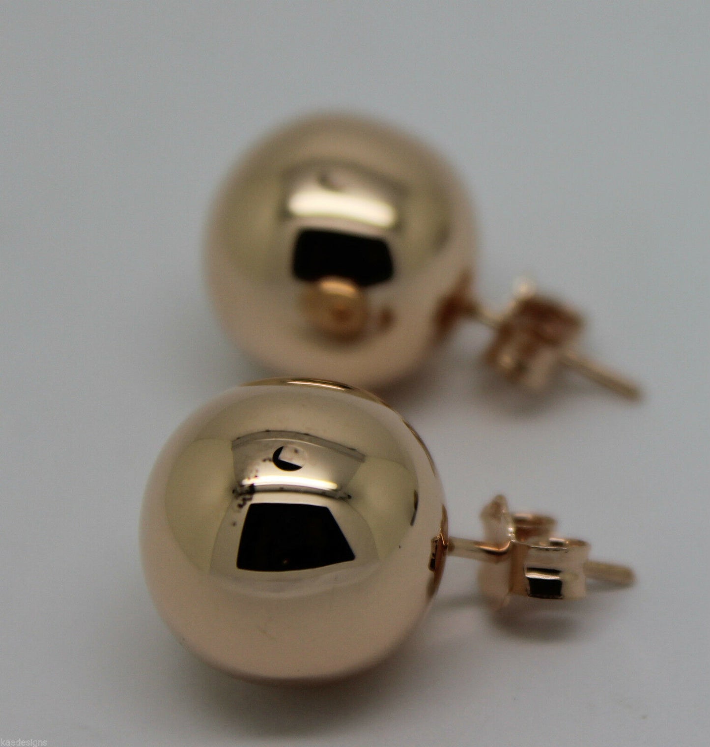 Genuine 9ct 9K Solid Yellow, Rose or White Gold 14mm Stud Ball Earrings
