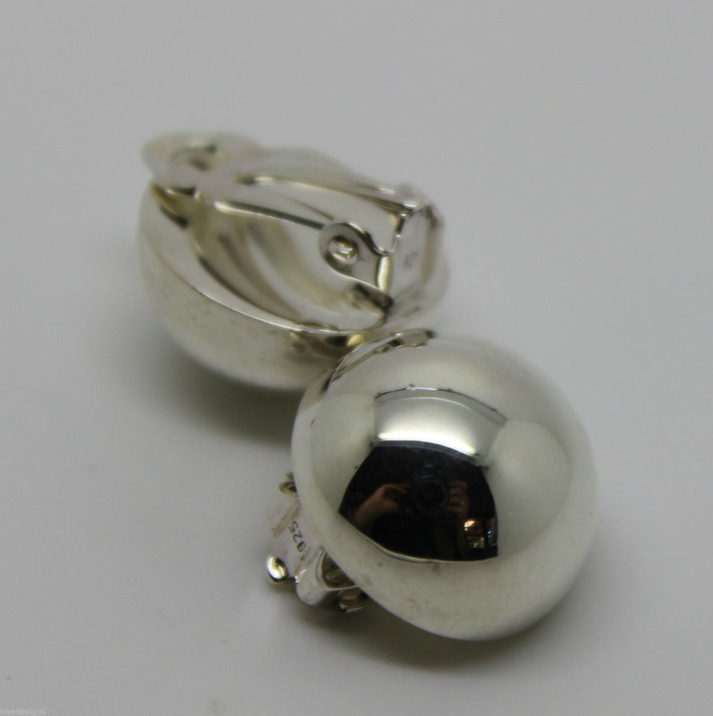 Genuine Sterling Silver 925 Half 16mm Ball Round Earrings Clip-ons