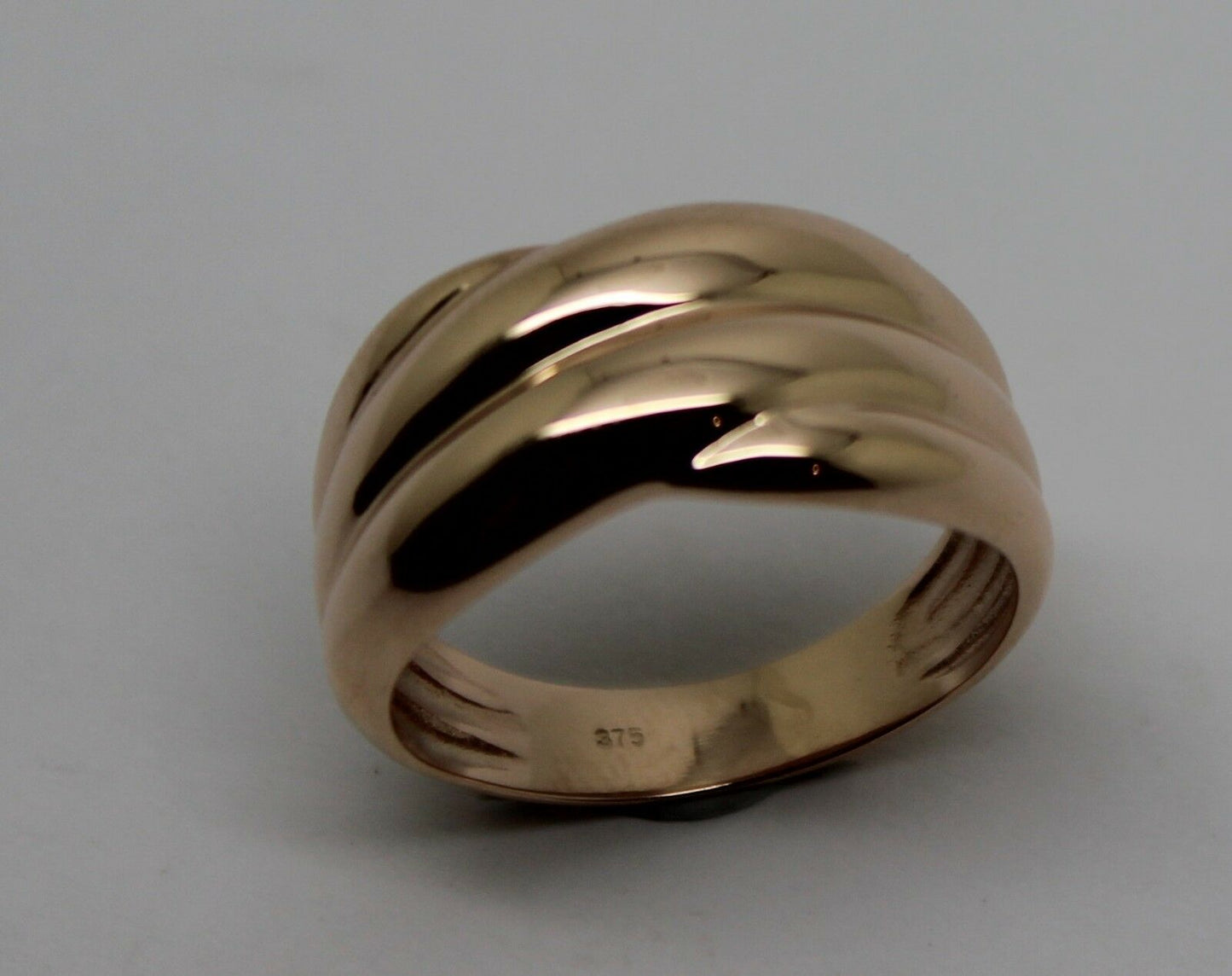 Kaedesigns Size T / 9 5/8 New Genuine 9ct 9k Yellow, Rose or White Gold Heavy Ridged Dome Ring