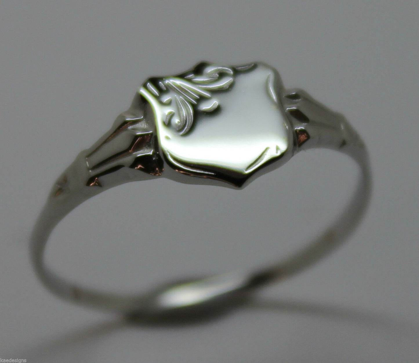 Childs Genuine Solid Sterling Silver 925 Shield Signet Ring