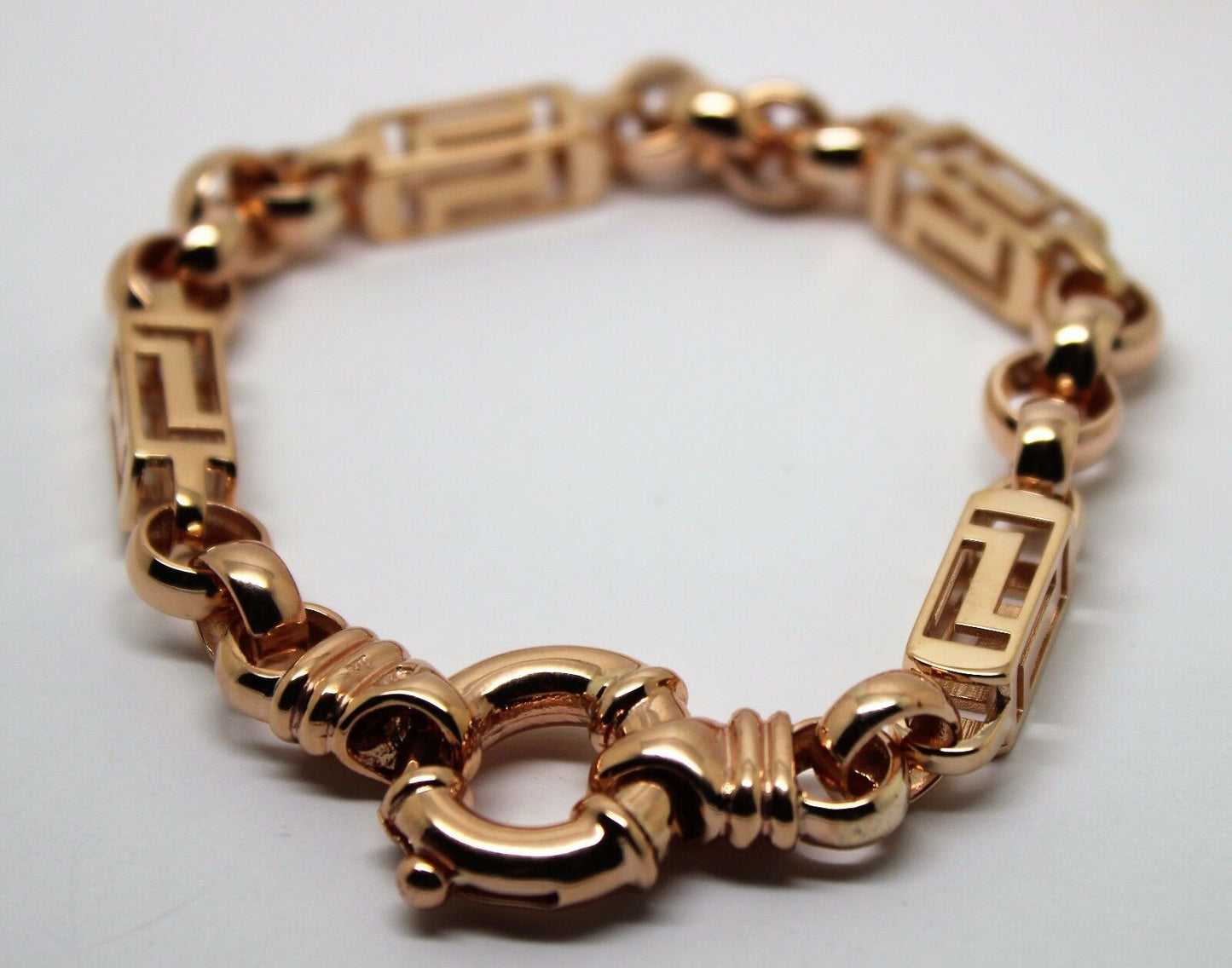 Heavy Solid 9ct Yellow, Rose or White Gold Solid Belcher & Greek Key Bracelet
