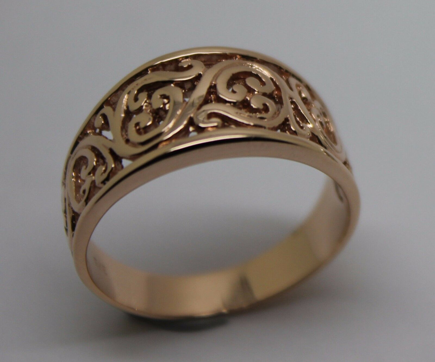 Size N Kaedesigns Genuine 9ct Full Solid Wide Yellow, Rose Or White Gold Filigree Flower Swirl Ring 336