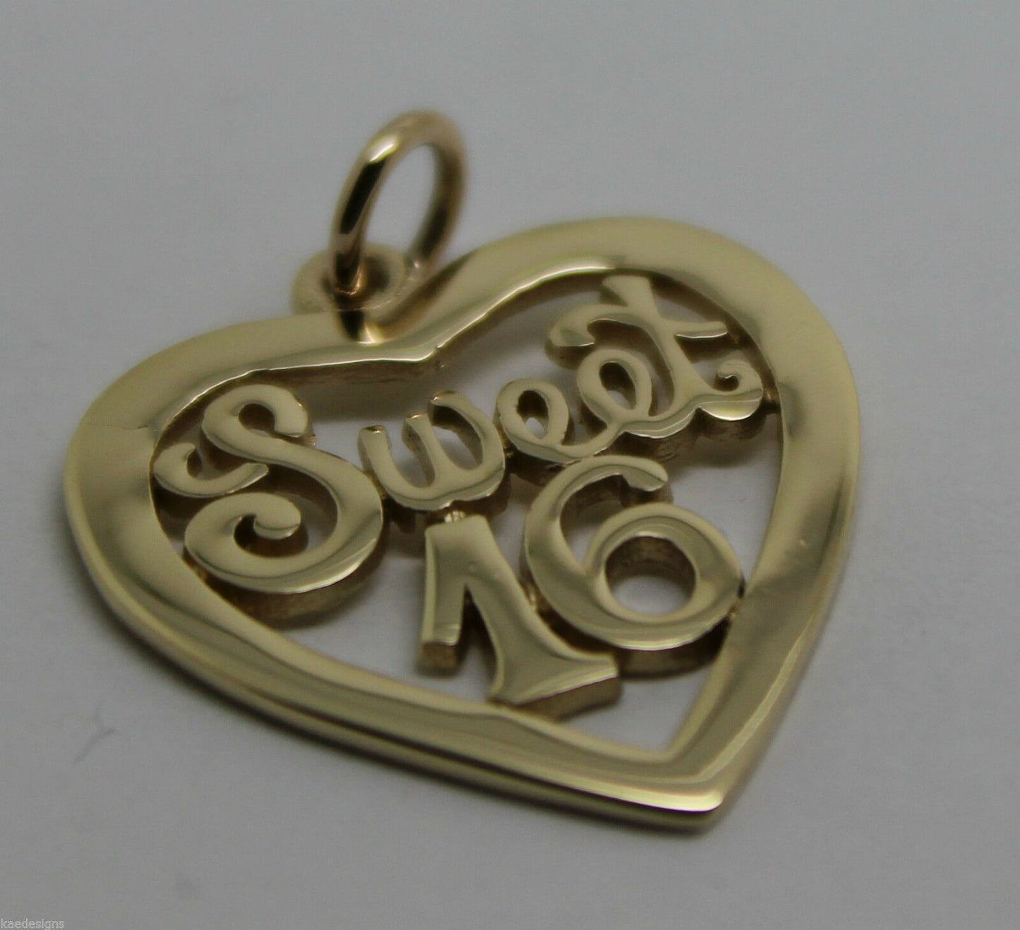 Kaedesigns Genuine 9ct Yellow or Rose or White Gold or Silver Sweet 16 Pendant