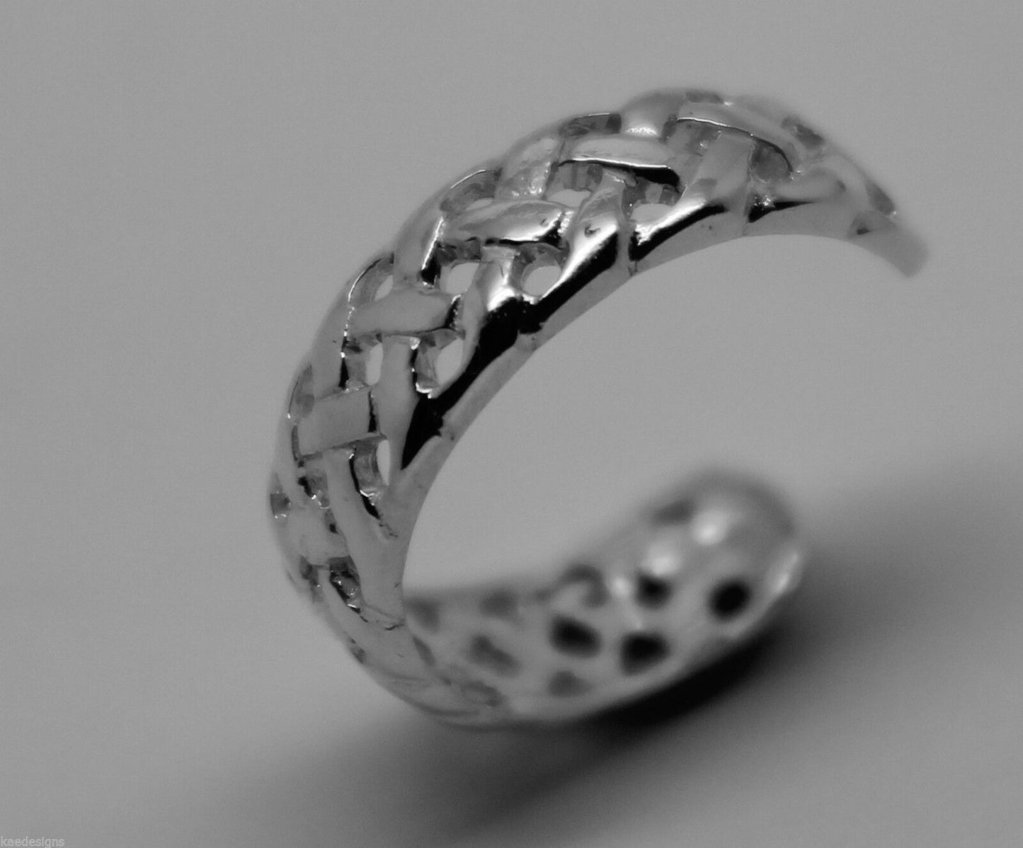 Genuine Solid 9ct Yellow or Rose or White Gold or Sterling Silver Weave Toe Ring 264