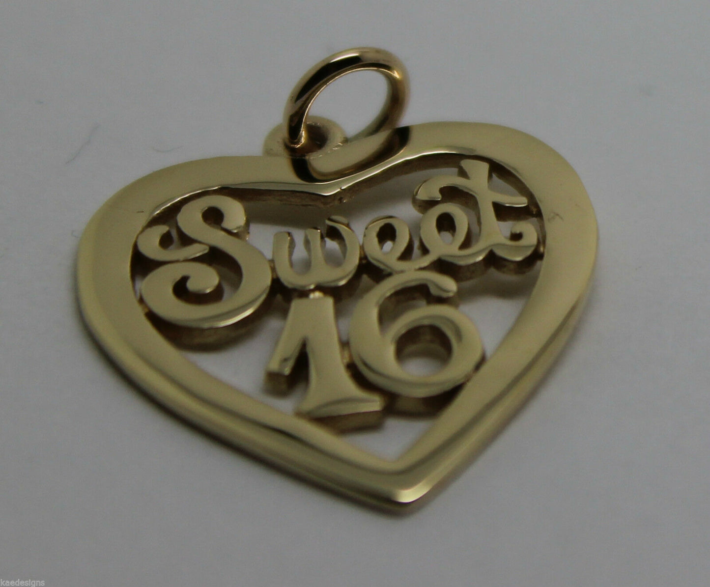 Kaedesigns Genuine 9ct Yellow or Rose or White Gold or Silver Sweet 16 Pendant
