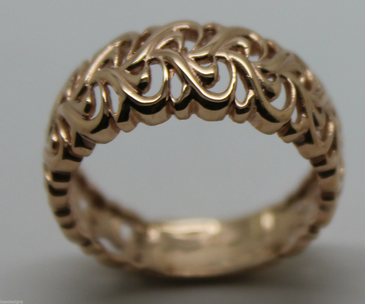 Genuine 9ct 375 Solid Rose Or Yellow Or White Gold Flower Filigree Ring In Your Size