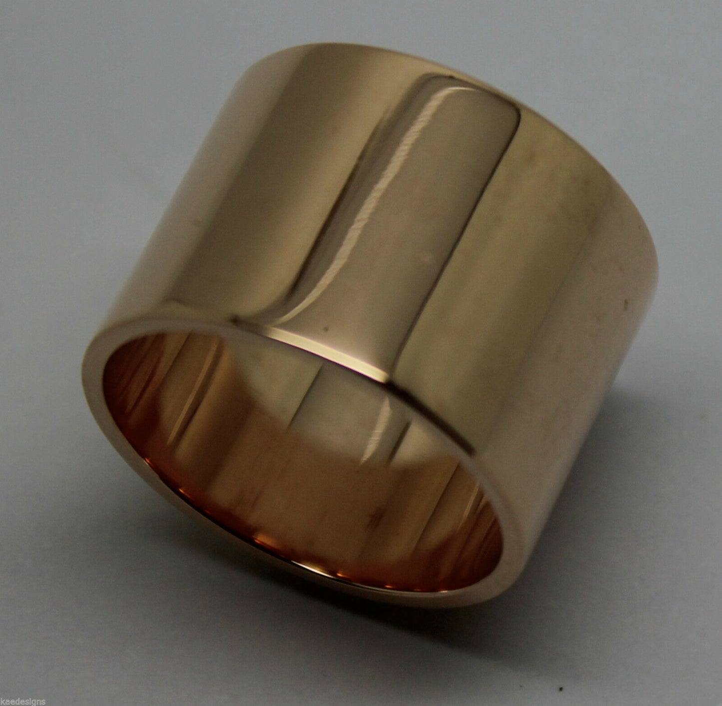 Size O 1/2 Genuine, Kaedesigns, 9ct Yellow, Rose or White Gold Full Solid Extra Wide 14Mm Band Ring