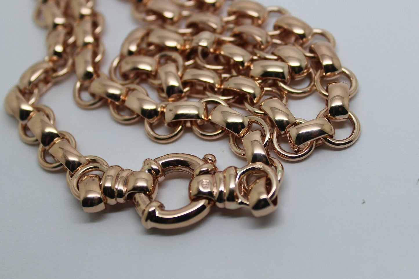 Genuine 9ct Yellow, Rose or White Gold 375,Solid Heavy Oval Belcher Necklace Chain 60grams 60cm